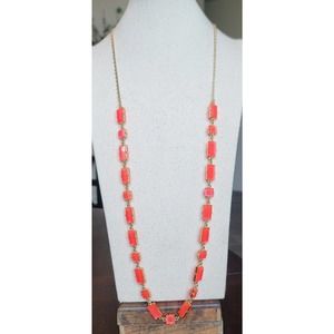 Kate Spade Orange Acrylic Long Gold Necklace